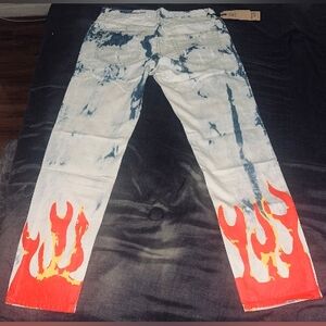 Vintage Flame-Print Tie-Dye Denim classic fashion Jeans – Brand New (Size 32)